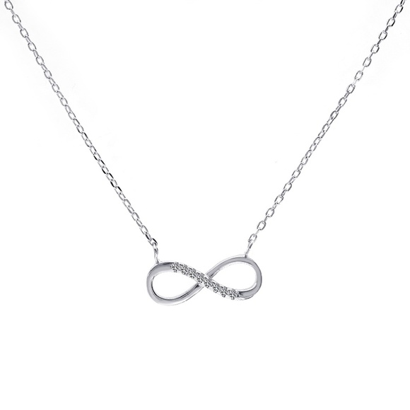 0.10 Carat CZ Infinity Pendant With Chain Silver - Picture 1 of 6